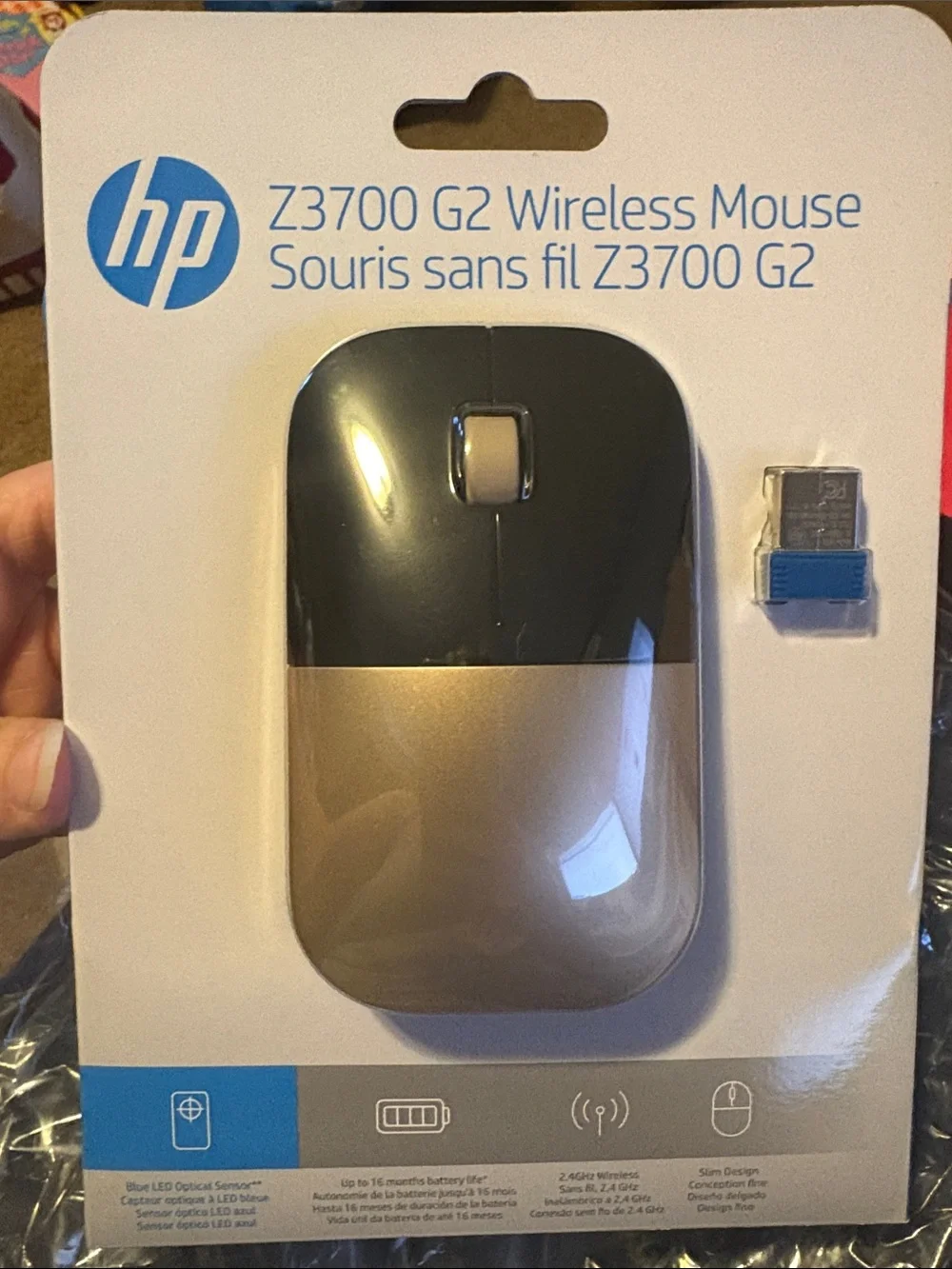 HP Wireless Mouse in Silver and Black